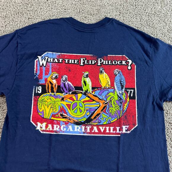 Margaritaville Shirt Mens Medium Blue What The Flip Phlock Trippy Parrot * - Picture 3 of 11
